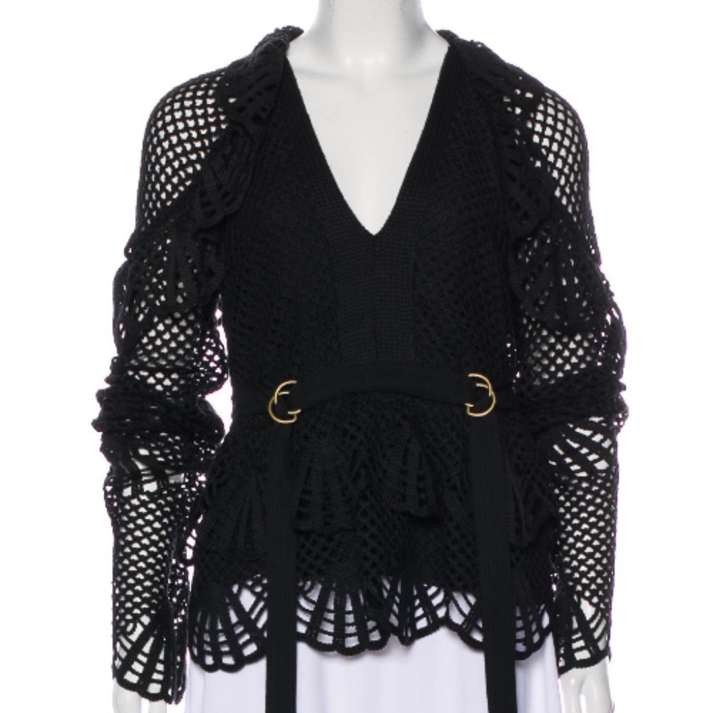 Self-Portrait Crocheted Long Sleeve Top